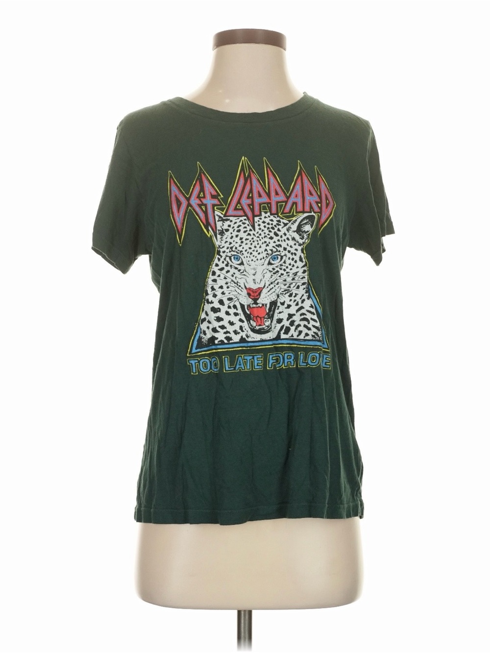 Daydreamer Green Def Leppard Graphic Tee with Leopard Print